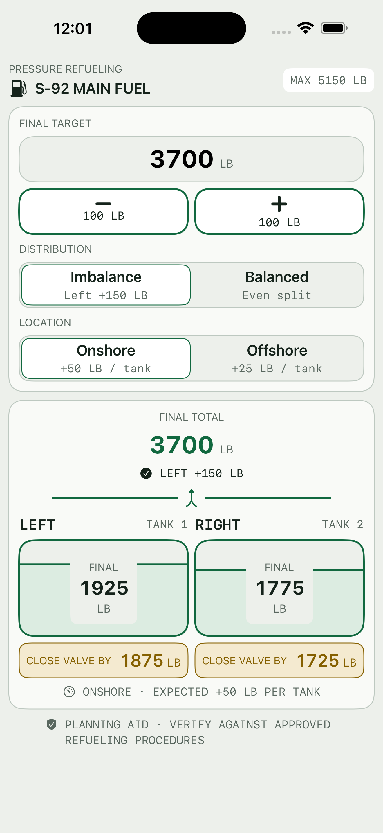 Fuel Imbalance running on iPhone